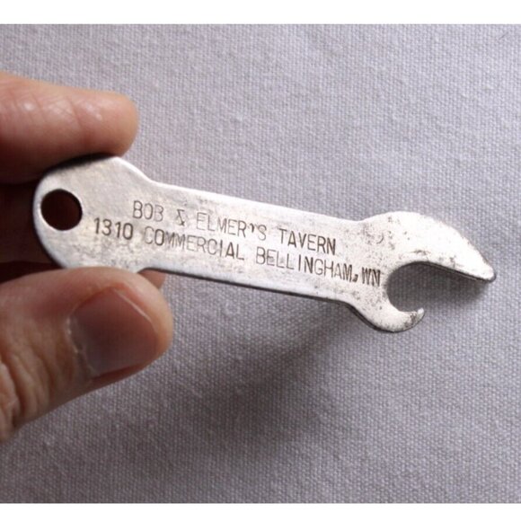 Vintage Bob & Elmer´s Tavern Bellingham WN beer bottle opener, church key - Picture 1 of 9